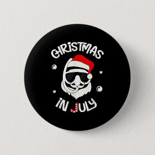 Kerstman Gezicht Kersthoed Grappige Kerst in Juli  Ronde Button 5,7 Cm