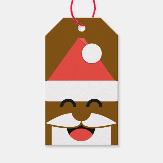 Kerstman Gezicht Kerstmis Cadeaulabel (Voorkant)