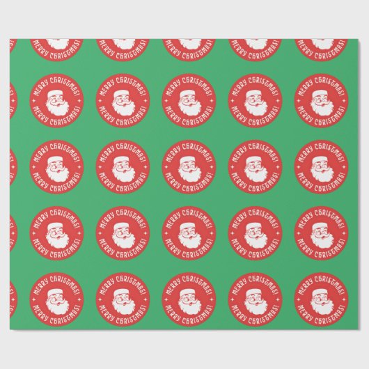 Kerstman Gezicht Kerstmis Cadeaupapier (Vlak)