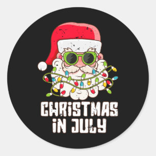 Kerstman Gezicht Kerstmis In Juli Vintage Zonnebri Ronde Sticker
