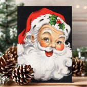 Kerstman gezicht kerstmis vintage feestdagen kaart