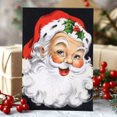 Kerstman gezicht kerstmis vintage feestdagen kaart