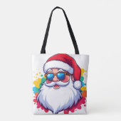 Kerstman Gezicht Met Verfspatten Kerstmis Tote Bag (Achterkant)