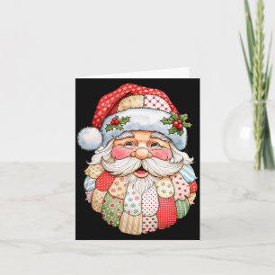 Kerstman gezicht patchwork folk art Kerstmis Kaart