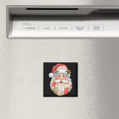 Kerstman gezicht patchwork folk art Kerstmis Magneet (Insitu (Vaatwasser))