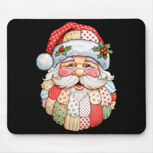 Kerstman gezicht patchwork folk art Kerstmis Muismat (Voorkant)