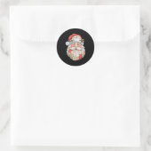 Kerstman gezicht patchwork volkskunst Kerstmis Ronde Sticker (Tas)