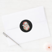 Kerstman gezicht patchwork volkskunst Kerstmis Ronde Sticker (Envelop)