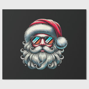 Kerstman Gezicht Retro Zonnebril Kerstmis Cadeaupapier