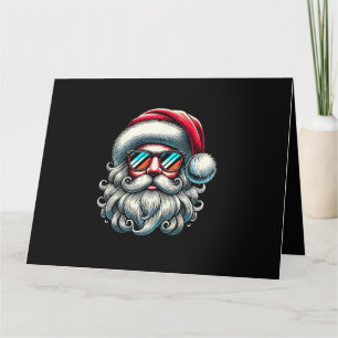 Kerstman Gezicht Retro Zonnebril Kerstmis Kaart