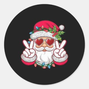 Kerstman Gezicht Retro Zonnebril Kerstmis Ronde Sticker