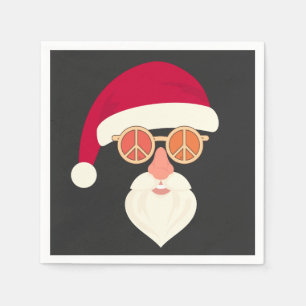 Kerstman Gezicht Retro Zonnebril Kerstmis Servet