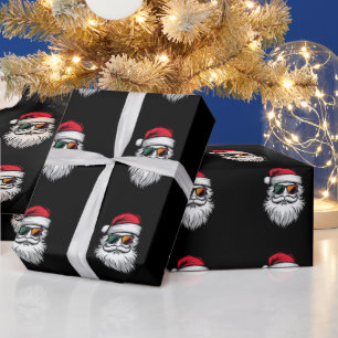 Kerstman Gezicht Retro Zonnebril Kerstmis Xmas Vak Cadeaupapier