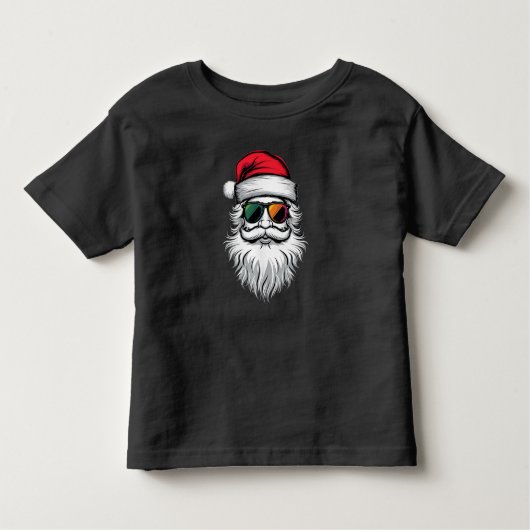Kerstman gezicht retro zonnebril Kerstmis Xmas Vak Kinder Shirts (Voorkant)