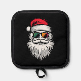Kerstman Gezicht Retro Zonnebril Kerstmis Xmas Vak Pannenlap