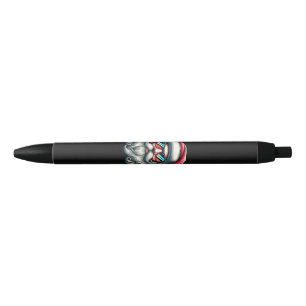 Kerstman Gezicht Retro Zonnebril Kerstmis Zwarte Inkt Pen