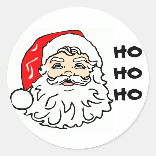 Kerstman gezicht ronde sticker (Voorkant)