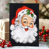 Kerstman gezicht Vintage Kerstmis Feestdagenkaart