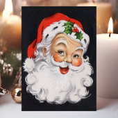 Kerstman gezicht Vintage Kerstmis Feestdagenkaart