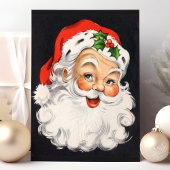 Kerstman gezicht Vintage Kerstmis Feestdagenkaart