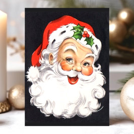 Kerstman gezicht Vintage Kerstmis Feestdagenkaart
