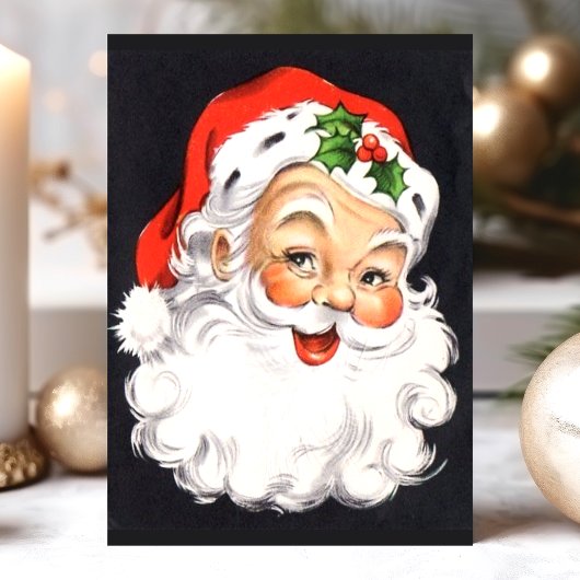 Kerstman gezicht Vintage Kerstmis Feestdagenkaart