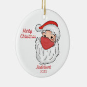 Kerstman gezichtsmasker vrolijk kerstfeest keramisch ornament (Rechts)