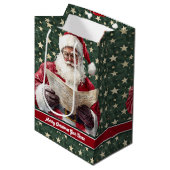  Kerstman Gift Bag met Jouw naam Custom Medium Cadeauzakje (Voorkant Gekanteld)