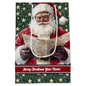  Kerstman Gift Bag met Jouw naam Custom Medium Cadeauzakje (Achterkant)