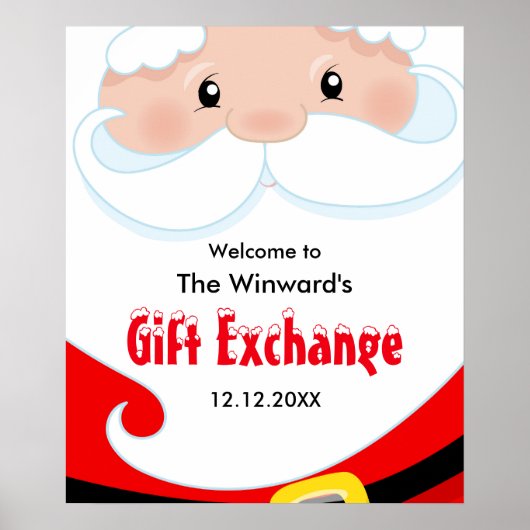 Kerstman Gift Exchange Welkomstbord Poster (Voorkant)