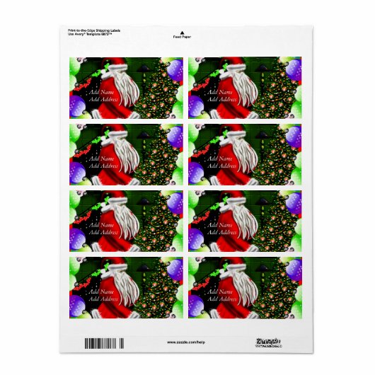 Kerstman Gifts Under Christmas Tree Label (Full Sheet)