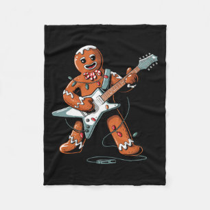 Kerstman Gingbread Gitaar Spelend Grappige Kerst P Fleece Deken
