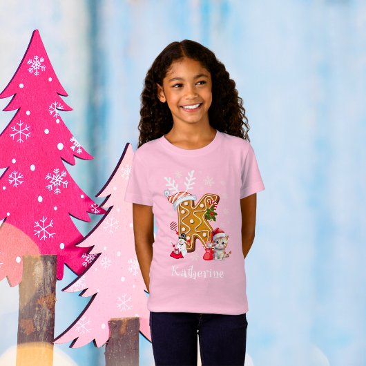 Kerstman Gingerbread Alphabet K Girl's T-shirt