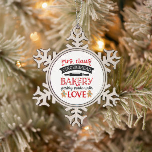 Kerstman Gingerbread bakkerij Tin Sneeuwvlok Ornament