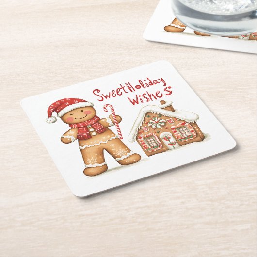 Kerstman Gingerbread Man Kartonnen Onderzetters (Schuin)