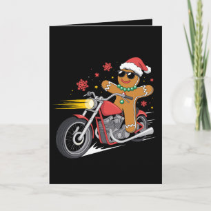 Kerstman Gingerbread Man Motorfiets Biker Kerstman Kaart