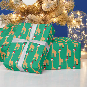 Kerstman Giraffe Cadeaupapier