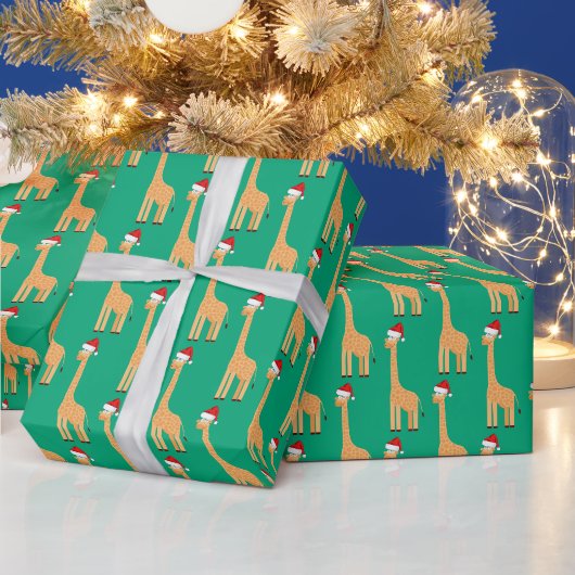 Kerstman Giraffe Cadeaupapier (Feestdagen)