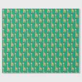 Kerstman Giraffe Cadeaupapier (Vlak)