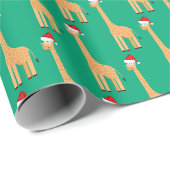 Kerstman Giraffe Cadeaupapier (Rol Hoek)