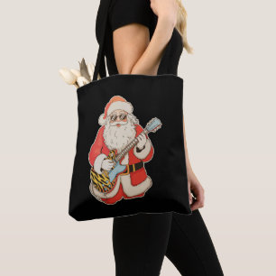 Kerstman Gitaar Rock Jazz Muziek Kerstmis Kerstmis Tote Bag