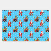 Kerstman Gitaar Rudolf Drums Patroon Inpakpapier Vel (Voorkant)