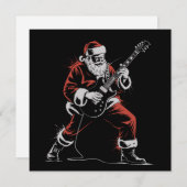 Kerstman Gitaar spelend Retro 90s Kerst Rock Feestdagenkaart (Voorkant / Achterkant)
