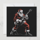 Kerstman Gitaar spelend Retro 90s Kerst Rock Feestdagenkaart (Voorkant)