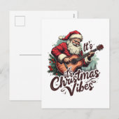 Kerstman Gitaar Speler - Rocken rond de wereld Feestdagenkaart (Voorkant / Achterkant)