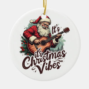 Kerstman Gitaar Speler - Rocken rond de wereld Keramisch Ornament