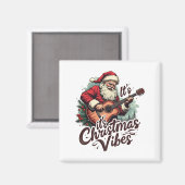 Kerstman Gitaar Speler - Rocken rond de wereld Magneet (Voorkant / Achterkant)