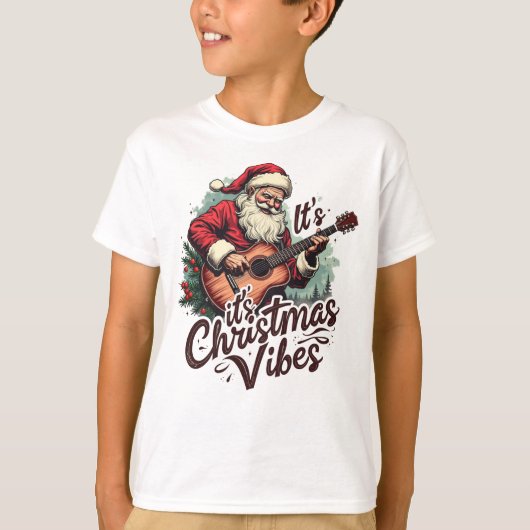 Kerstman Gitaar Speler - Rocken rond de wereld T-shirt (Voorkant)
