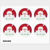 Kerstman Glanzend, Groot, 7,62 cm (vel van 6) Ronde Sticker (Vel)
