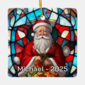 Kerstman Glas Effect Keramisch Ornament (Voorkant)